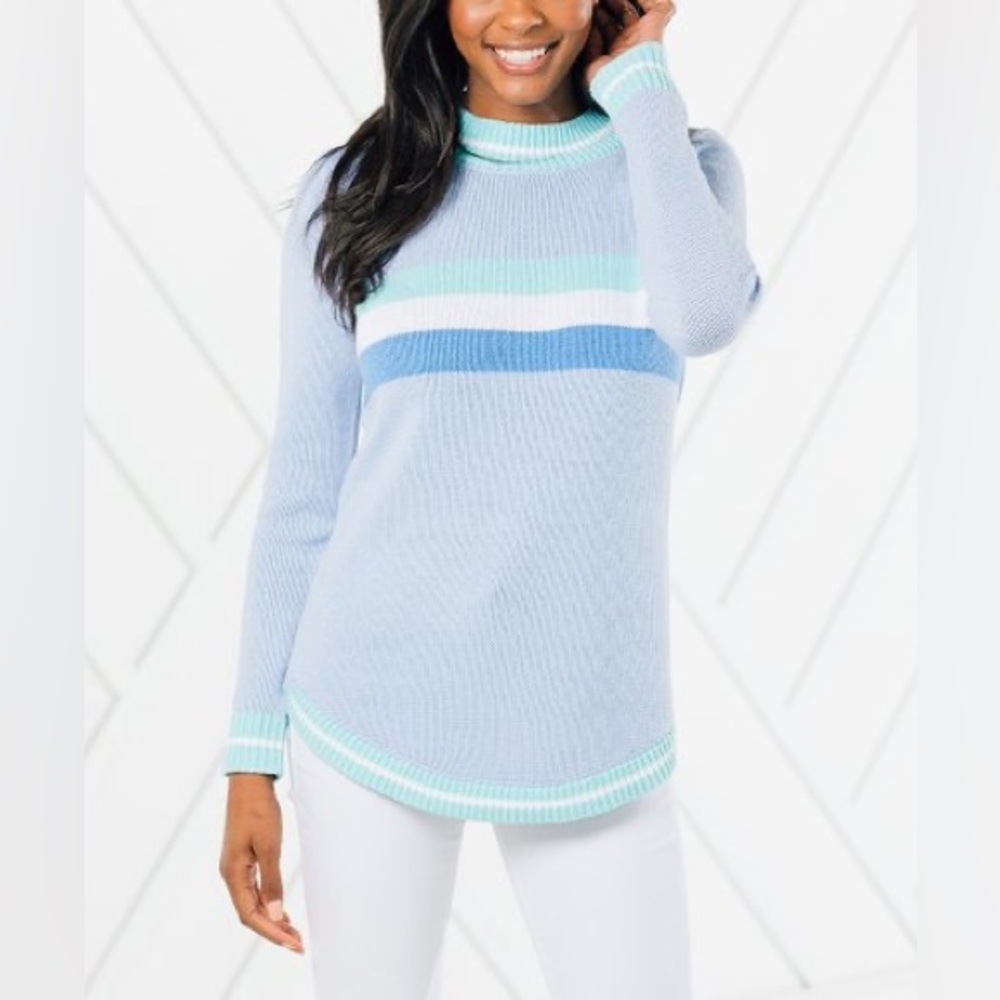Sail to Sable | Periwinkle Stripe Curved-Hem Sweater
